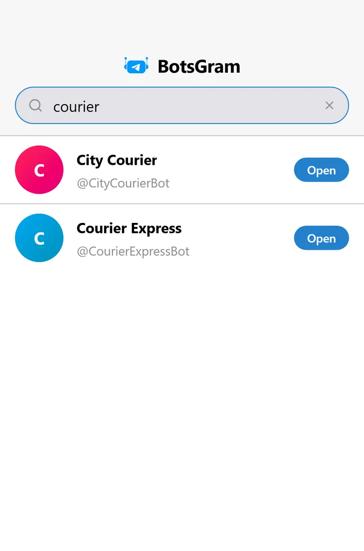 BotsGram search finding other BotsGram bots to start a Bot-to-Bot chat